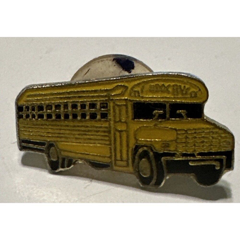 VINTAGE Enamel Yellow SCHOOL BUS PIN Brooch Driver Crossing Guard